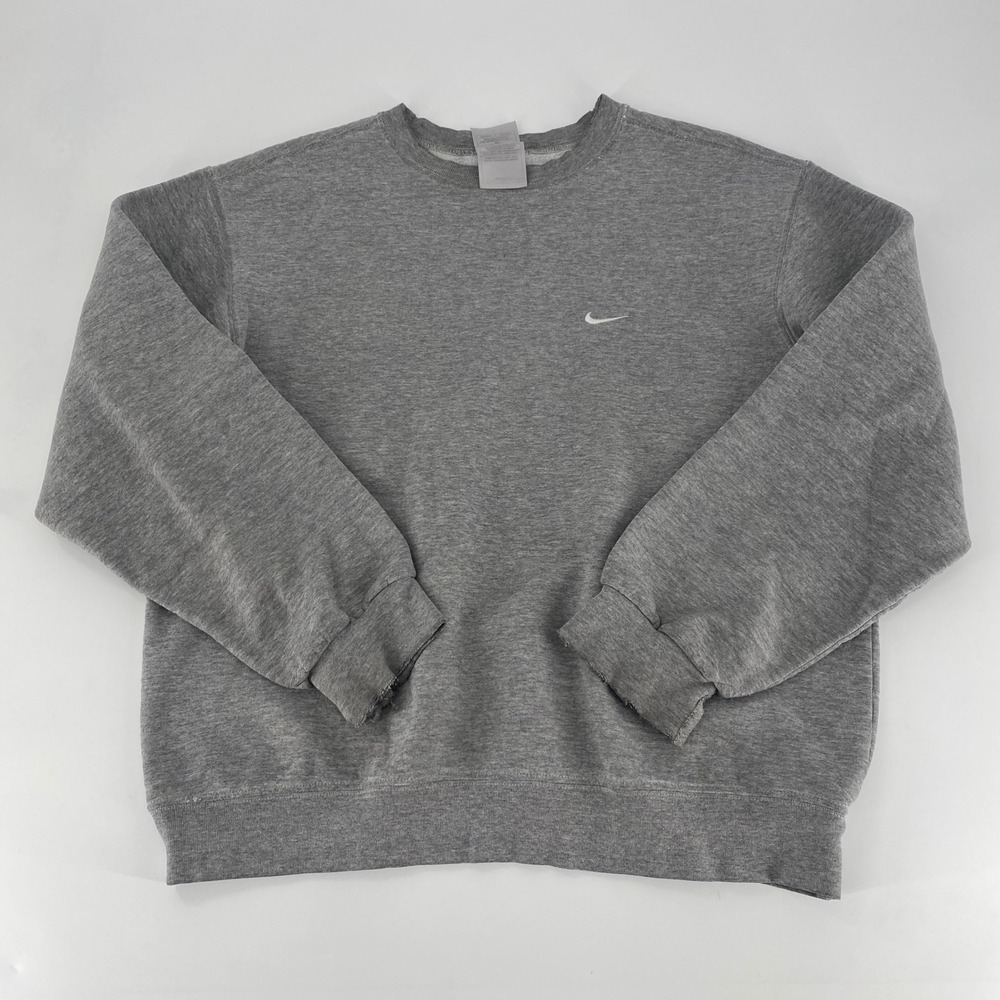 Nike Gray Sweatshirt Crewneck M‎ Logo Embroidered Pullover Mens VTG